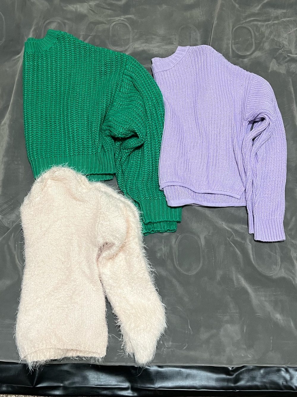 Junior’s Green, Lavender & Cream Sweater Collection - $15 for all
